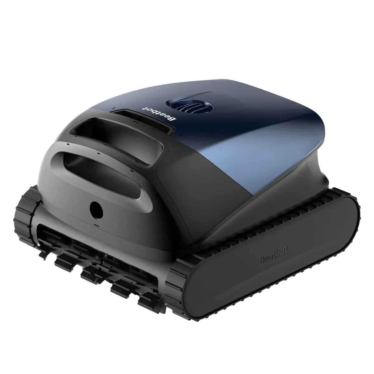 Beatbot Sora 10 robotic pool cleaner with a navy-blue top shell and black tracks, on a white background