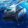 WYBOT C1 robotic pool cleaner underwater near the pool surface